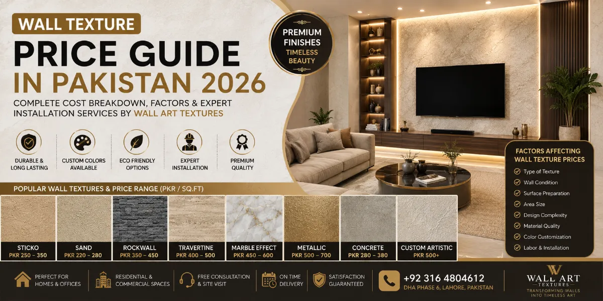 Wall Texture Price in Pakistan 2026 | Complete Cost Guide for Decorative Wall Textures, Interior Finishes & Installation Services