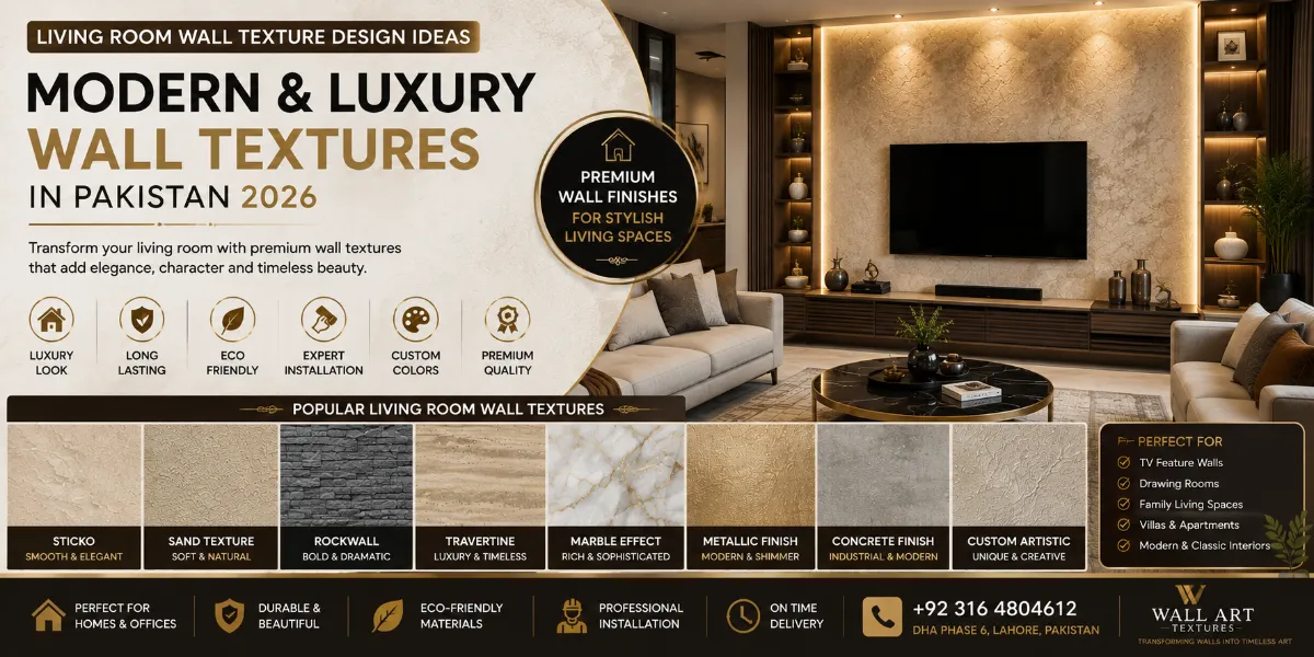 Living Room Wall Texture Design Ideas in Pakistan 2026 | Modern TV Wall, Luxury Feature Walls & Decorative Interior Finishes