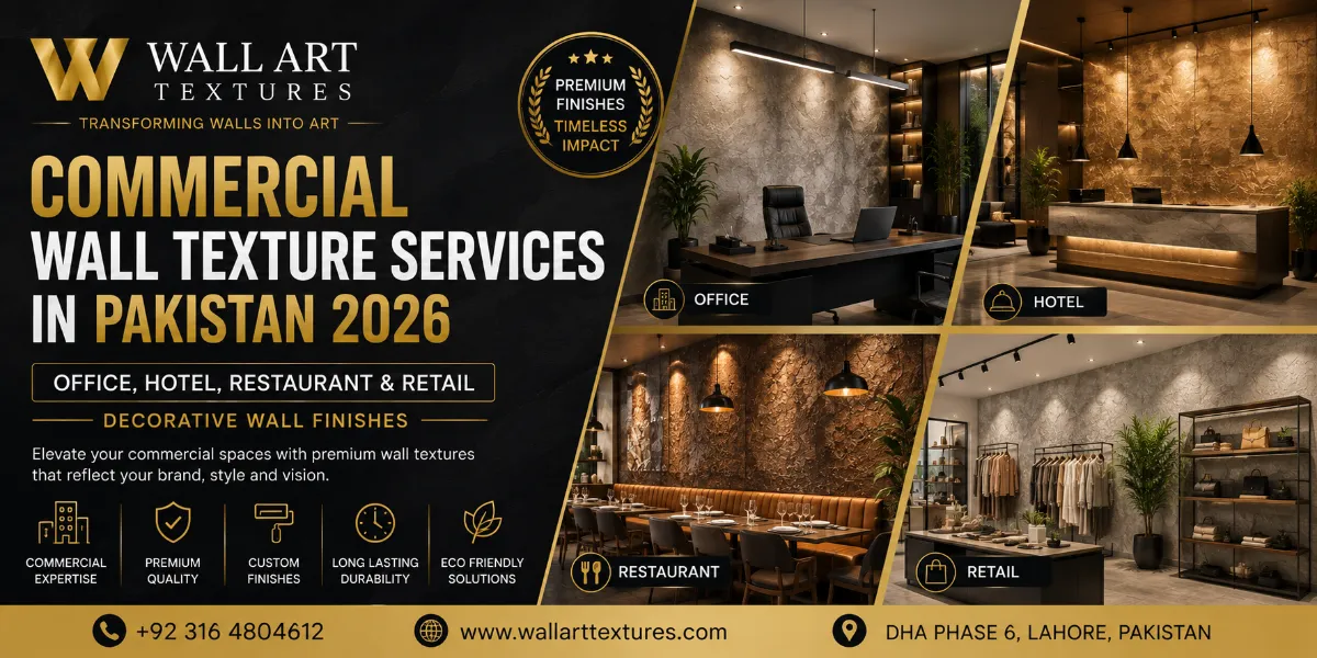 Commercial Wall Texture Services in Pakistan 2026 | Office, Hotel, Restaurant & Retail Decorative Wall Finishes