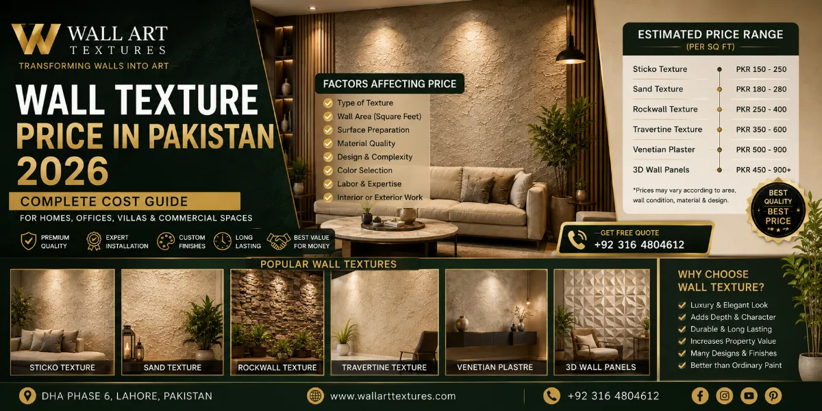 Wall Texture Price in Pakistan 2026 | Complete Cost Guide for Homes, Offices, Villas & Commercial Spaces