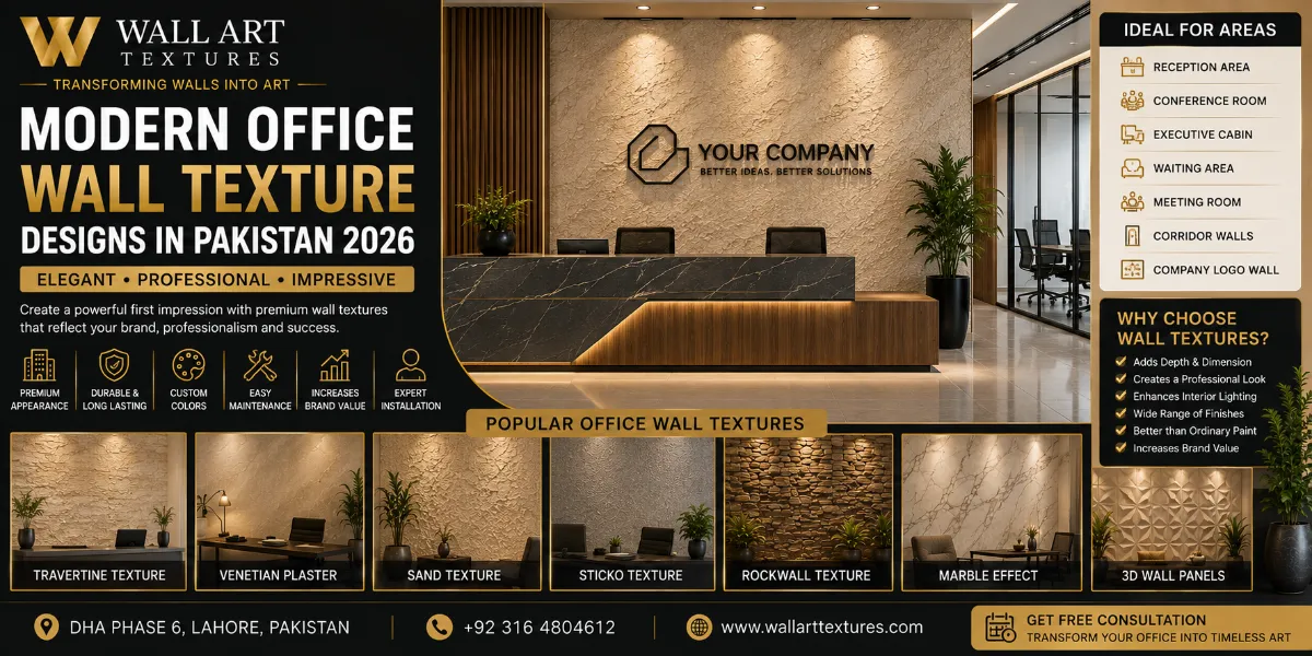 Modern Office Wall Texture Designs in Pakistan 2026 | Luxury Reception, Conference Room & Corporate Office Ideas