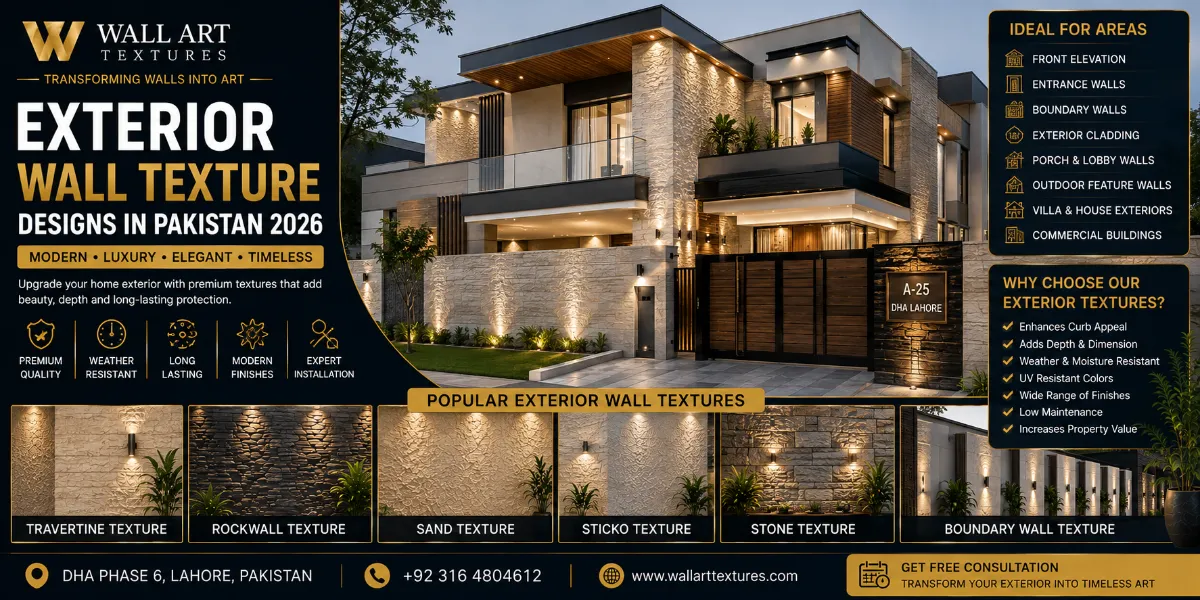 Exterior Wall Texture Designs in Pakistan 2026 | Modern House Front Elevation, Villa & Outdoor Wall Ideas